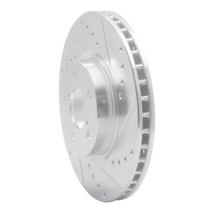 Subaru Impreza Brake Rotor (1) - Front Right - R1 Concepts - Drilled & Slotted - Silver - `17-`23